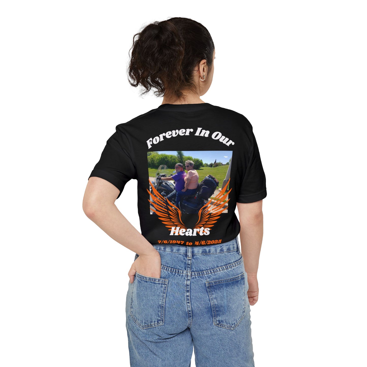 Memorial Unisex Pocket T-shirt, Personalized Tribute Shirt, Grief Support Gift, Forever in Our Hearts Tee, Custom Memory T-shirt